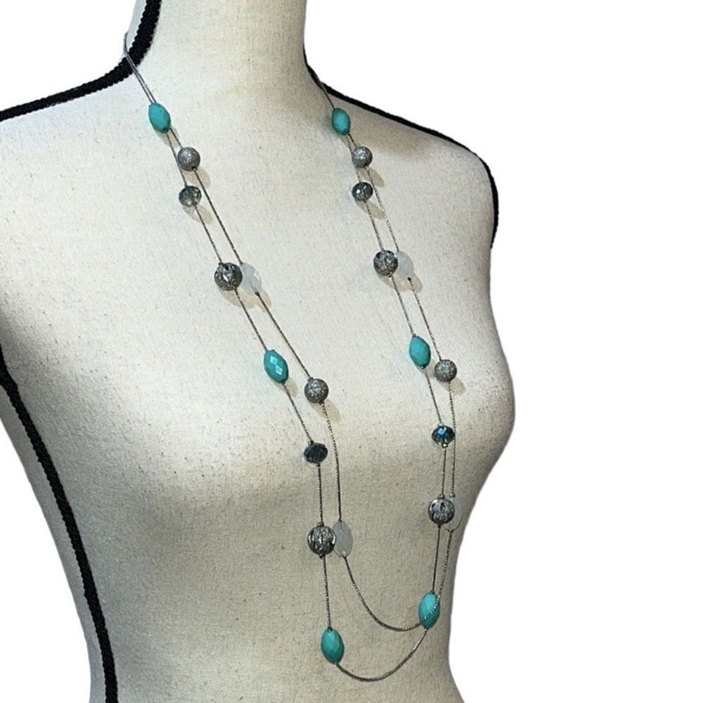 Multi-Strand Multi-Stone Long Necklace - Picture 3 of 5